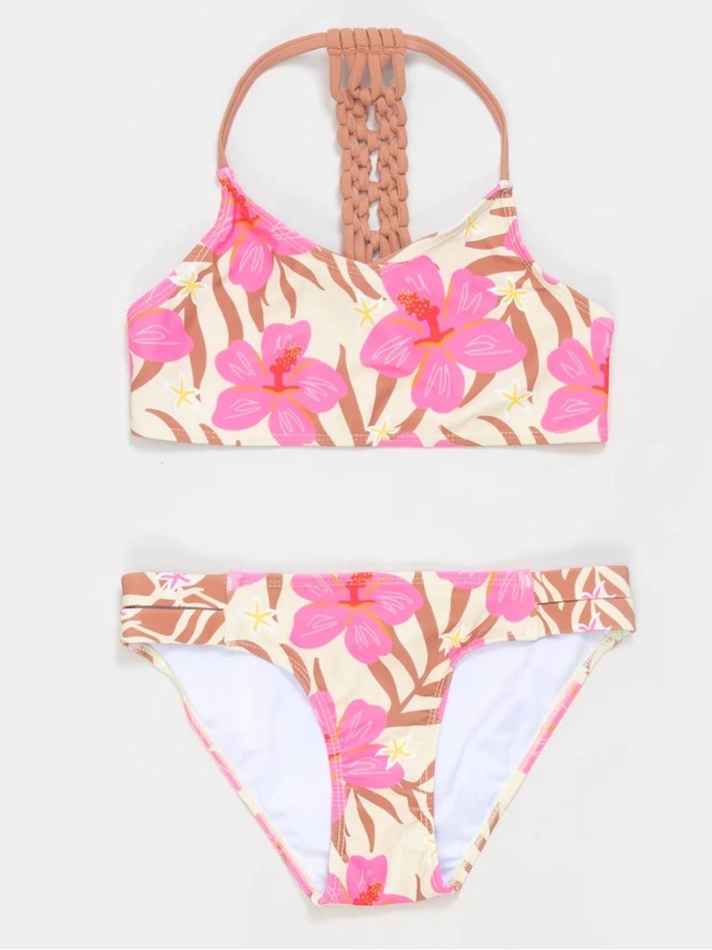 Coral & Reef Girls’ Pink Pool Floral Tropical Bikini Set Size Medium 10-12 Kids